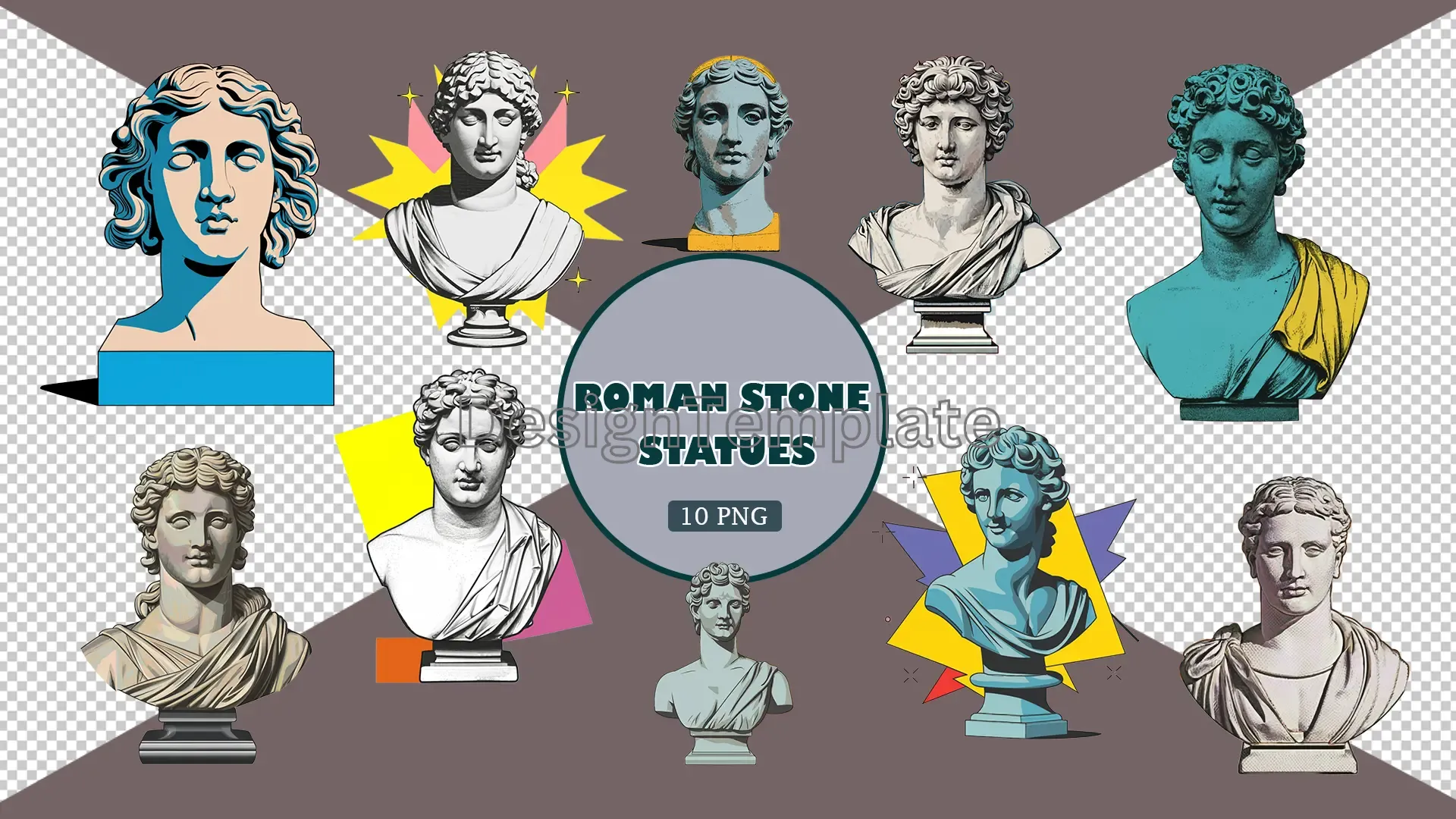 Classical Roman Stone Statues 3D Elements Pack